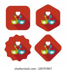 wedding swan flat icon with long shadow,eps10