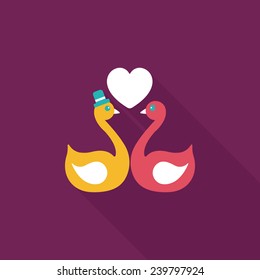 wedding swan flat icon with long shadow,eps10