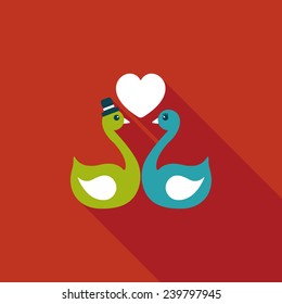 wedding swan flat icon with long shadow,eps10