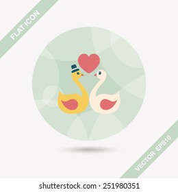 wedding swan flat icon with long shadow,eps10