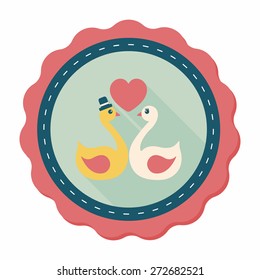 wedding swan flat icon with long shadow,eps10