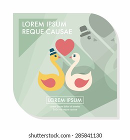 wedding swan flat icon with long shadow,eps10