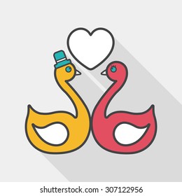 wedding swan flat icon with long shadow,eps10