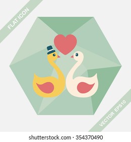 wedding swan flat icon with long shadow,eps10
