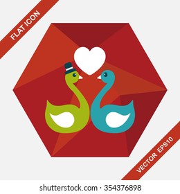 wedding swan flat icon with long shadow,eps10