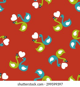 wedding swan flat icon,eps10 seamless pattern background