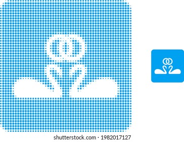 Wedding swans halftone dotted icon illustration. Halftone pattern contains circle points. Vector illustration of wedding swans icon on a white background. Flat abstraction for wedding swans object.