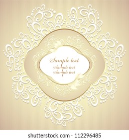 Wedding or sweet frame with petals and lace in gold colors