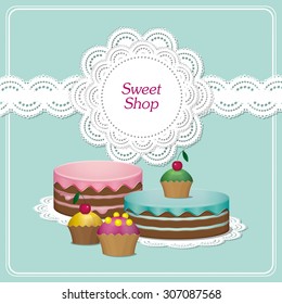 Wedding sweet set; bakery Set; signboard, cakes, muffins;