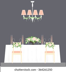 Wedding table decoration. Vector illustration.