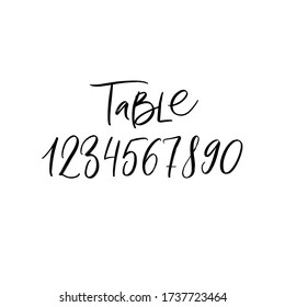 WEDDING TABLE NUMBERS. VECTOR HAND LETTERING. TABLE. TYPOGRAPHY. WEDDING CALLIGRAPHY 