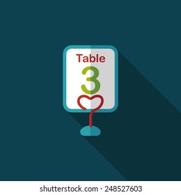 wedding table sign flat icon with long shadow,eps10