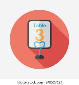 wedding table sign flat icon with long shadow,eps10