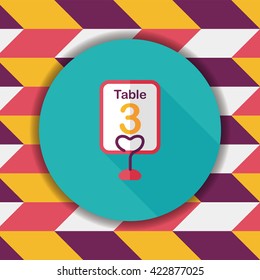 wedding table sign flat icon with long shadow,eps10