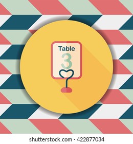 wedding table sign flat icon with long shadow,eps10