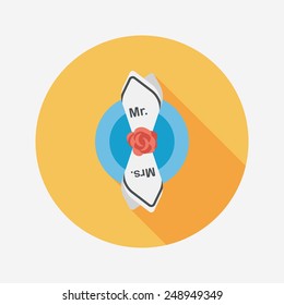 wedding tableware flat icon with long shadow,eps10