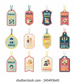 Wedding tag flat design background set, eps10