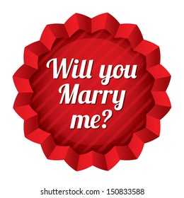 Wedding tag. Will you marry me sticker. Vector engagement illustration. Eps10 transparent star. Isolated on white.
