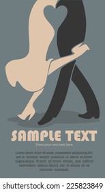 wedding tango, man and woman legs, wedding greeting card