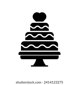 Wedding tart cake icon with heart on it
