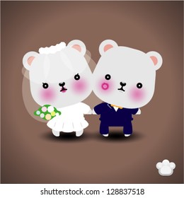 Wedding teddy bears - vector illustration