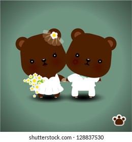 Wedding teddy bears - vector illustration