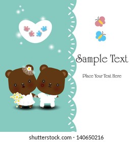 Wedding teddy bears - vector illustration