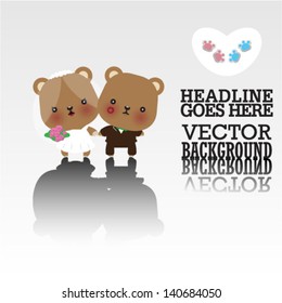 Wedding teddy bears - vector illustration