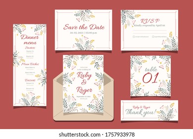 Wedding template collection with floral element.