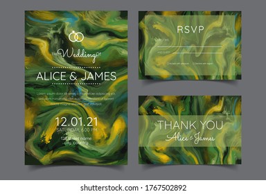 Invitación de boda o diseño de tarjeta sobre fondo de pintura abstracta