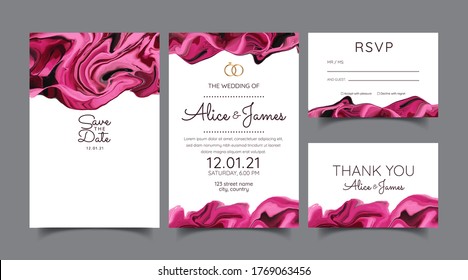 Invitación a la boda o diseño de tarjeta sobre fondo de pintura abstracta, líquido 