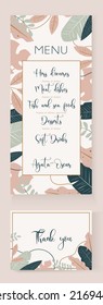 Wedding Template Set. Menu And Postcard. Wedding Day. Decor. Thank You.