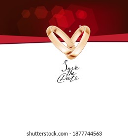 Plantilla de casamiento con dos anillos de oro
