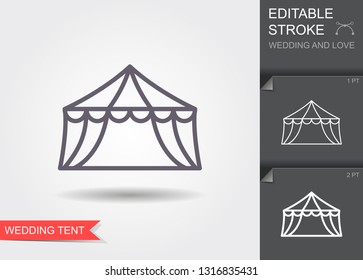 Wedding tent. Line icon with editable stroke. Linear celebration symbol