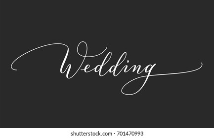 Wedding text, hand written custom calligraphy on black. Elegant ornate lettering with swirls and swashes. Great for wedding invitations design, cards, banners, photo overlays.