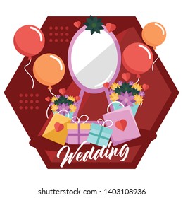 Wedding text with picture on the background