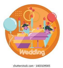 Wedding text with picture on the background