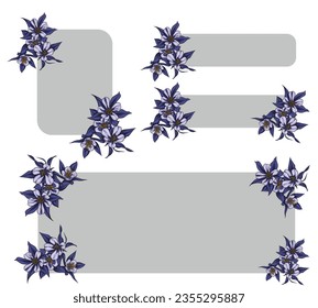 wedding text template, vintage vector illustration of purple flowers, leaves, frame, background pattern, invitation or banner