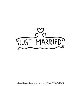 Wedding text typography. Just married.