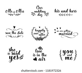 Wedding text typography. Vector illustration