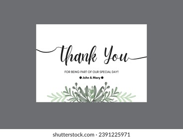 Wedding Thank you Greeting Card. Thank You Card. Thank You handwritten inscription. Hand drawn lettering. Thank You calligraphy. Vector illustration. Wedding. Greeting Cards, Post Cards, Poster, Flyer