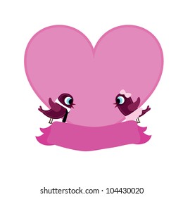wedding theme with birds and heart banner