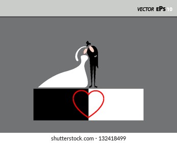 Wedding theme with red heart
