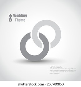 Wedding theme with two intertwined rings. Light color template