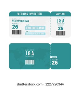 Wedding Ticket Invitation Vector Template