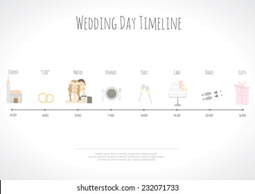 Wedding timeline infographic. Vector illustration