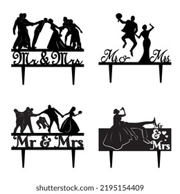 Wedding Topper Silhouettes, Bride And Groom, Marriage, Funny, Friends, Beer, Mr, Mrs.