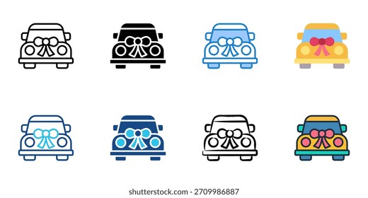 Wedding transportation icon set multiple style vector collection. Editable Stroke 
