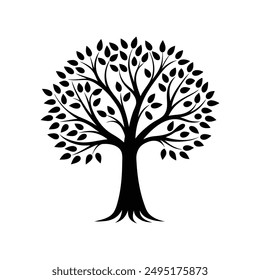 Wedding tree black silhouette vector art illustration 