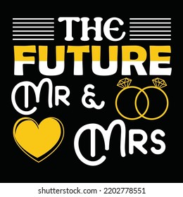 Wedding t-shirt design vector template